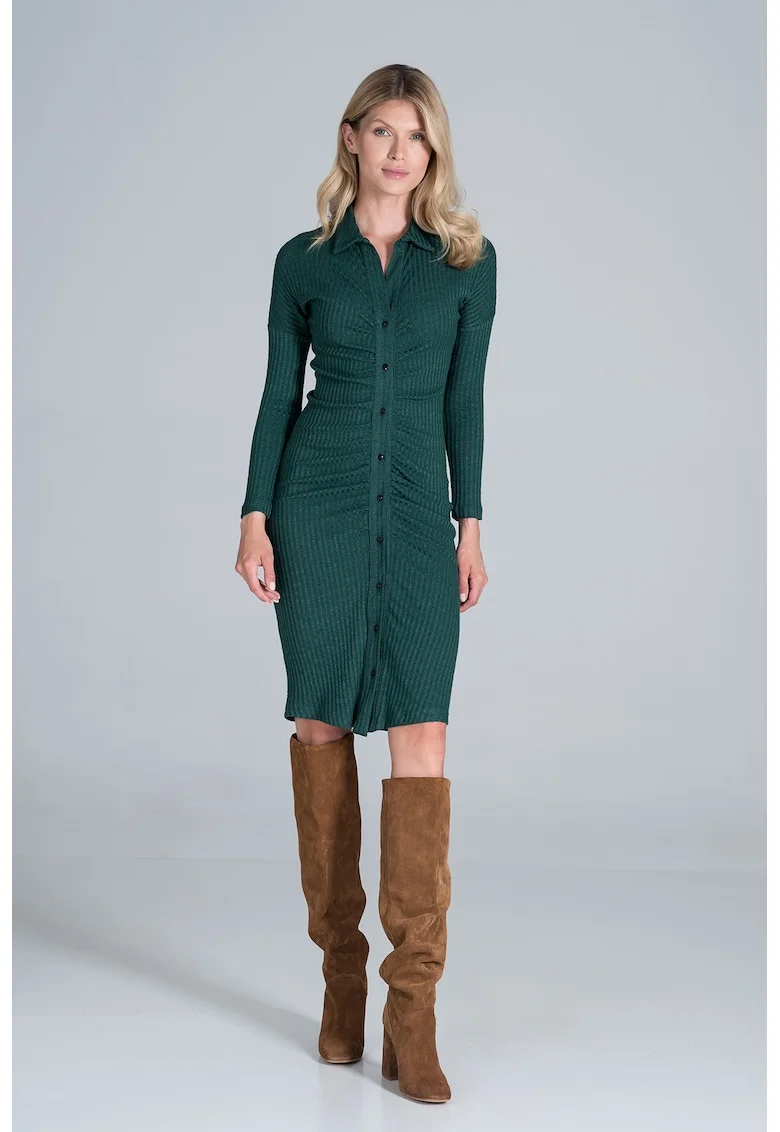 Rochie camasa midi  eleganta, viscoza
