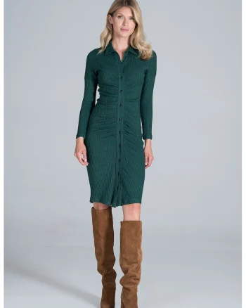 Rochie camasa midi  eleganta, viscoza