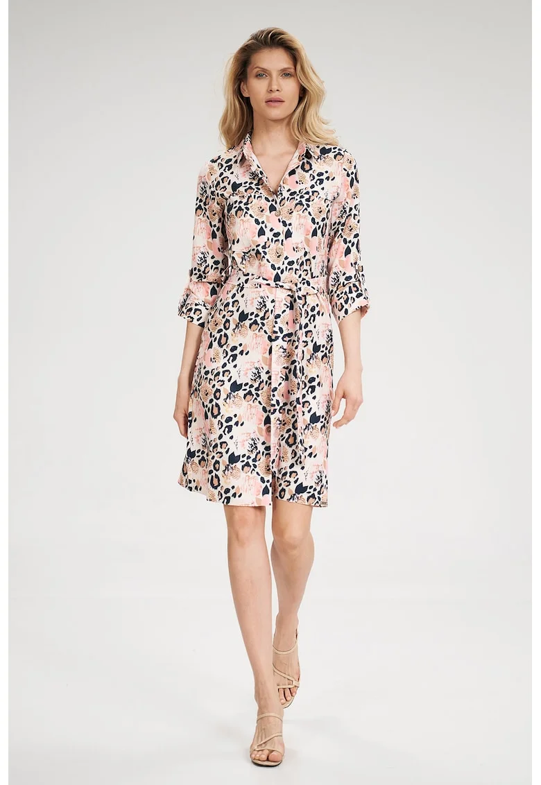 Rochie  M701, imprimeu floral, multicolor, poliester