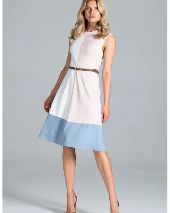 Rochie midi  M815, fara maneci, cu fermoar lateral, din viscoza, poliester si elastan