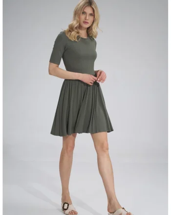 Rochie de vara,  M751, maneci scurte, verde, viscoza