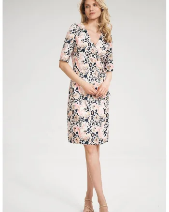 Rochie casual cu imprimeu leopard,  Poliester, Multicolor,