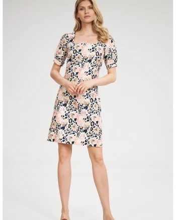 Rochie mini  model floral, decolteu patrat, vara, poliester