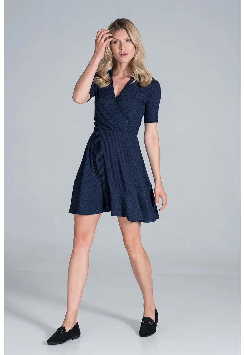 Rochie mini,  albastru, viscoza