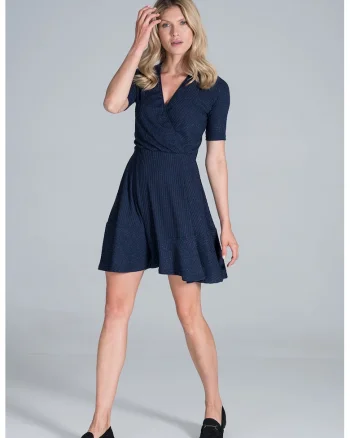 Rochie mini,  albastru, viscoza