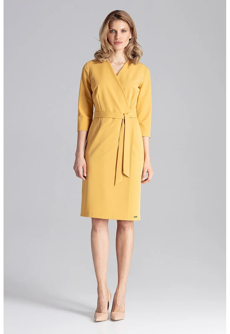Rochie  eleganta, poliester, galben