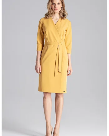 Rochie  eleganta, poliester, galben