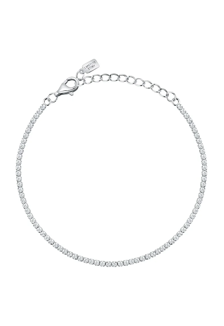 Bratara de argint cu pietre zirconia, Argintiu/Transparent