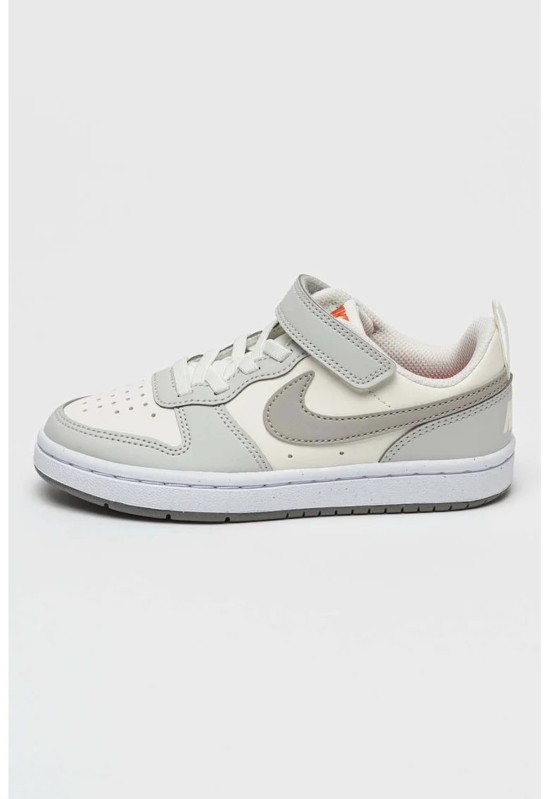 Pantofi sport Court Borough din piele ecologica cu inchidere velcro, Gri cenusiu/Alb murdar
