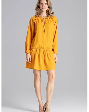 Rochie mini,  galbena, volane, vara, poliester