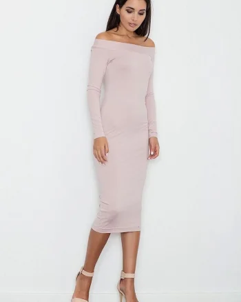 Rochie de seara,  roz, eleganta, din material de calitate, viscoza