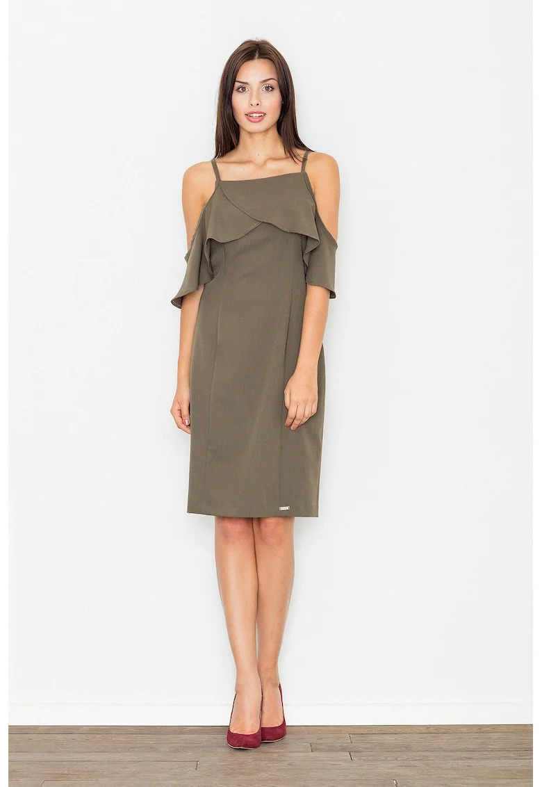 Rochie cocktail,  elegant, verde, poliester