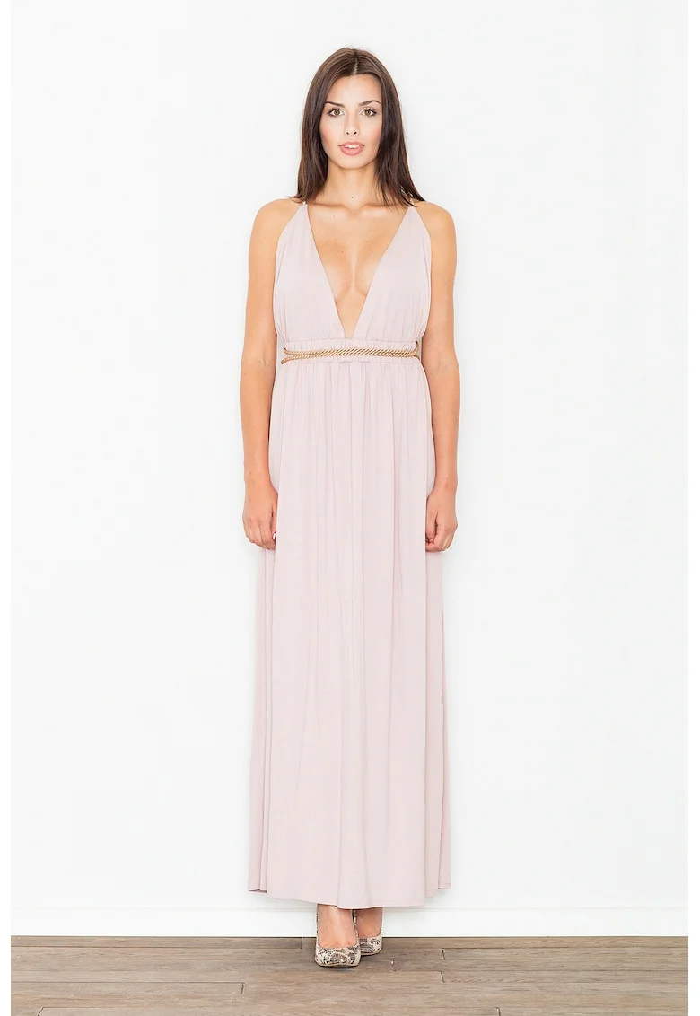 Rochie maxi  eleganta, decolteu adanc, viscoza