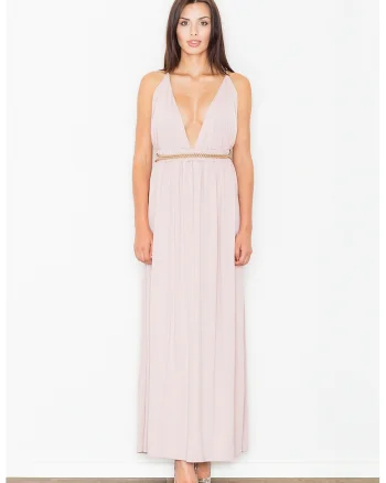 Rochie maxi  eleganta, decolteu adanc, viscoza