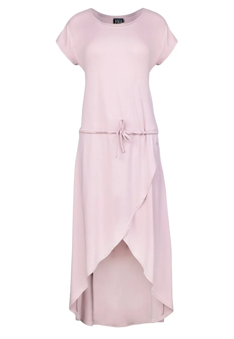 Rochie  M394, roz, viscoza, maneci scurte,