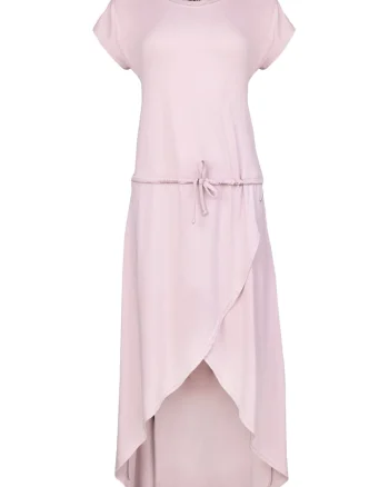 Rochie  M394, roz, viscoza, maneci scurte,