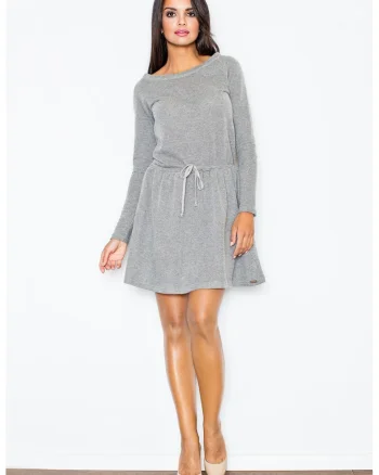Rochie  tricotata, gri inchis, bumbac
