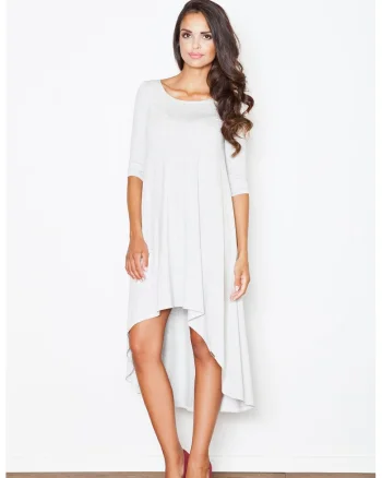 Rochie  asimetrica, cu maneci lungi, din viscoza