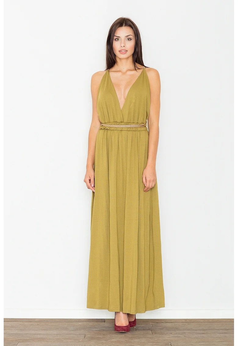 Rochie maxi  M483, verde, viscoza