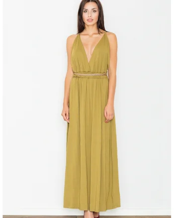 Rochie maxi  M483, verde, viscoza