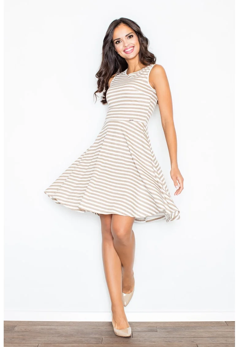 Rochie  model M295, dungi, bej, vara, bumbac