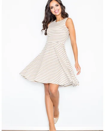 Rochie  model M295, dungi, bej, vara, bumbac