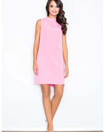 Rochie  simpla, bretele groase, roz, bumbac