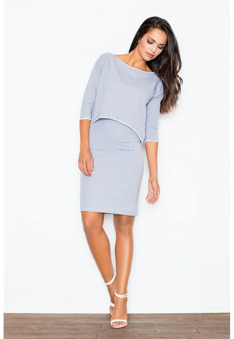 Rochie  eleganta, gri, bumbac