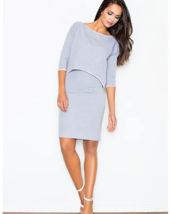 Rochie  eleganta, gri, bumbac