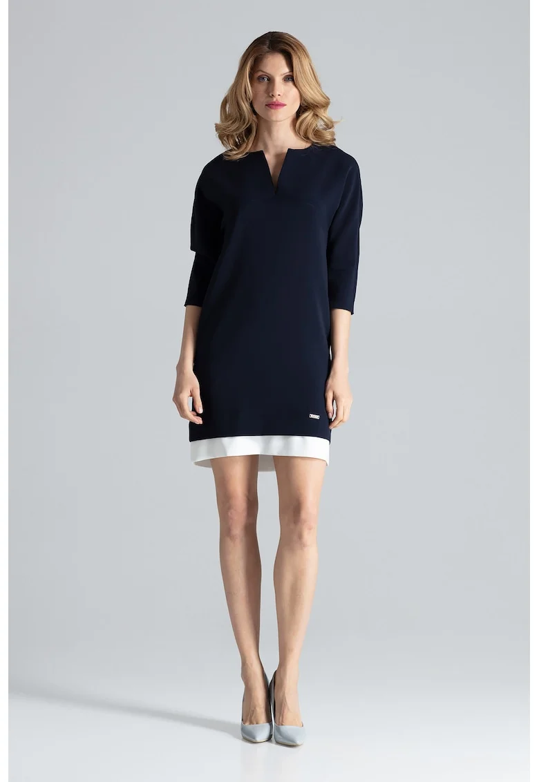 Rochie  eleganta, bleumarin, cu buzunare, poliester,