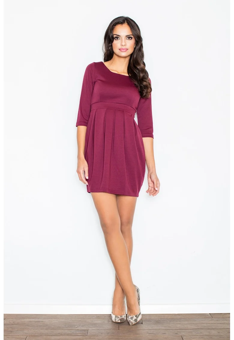 Rochie  plisata, poliester, rosu, eleganta,
