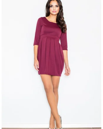 Rochie  plisata, poliester, rosu, eleganta,