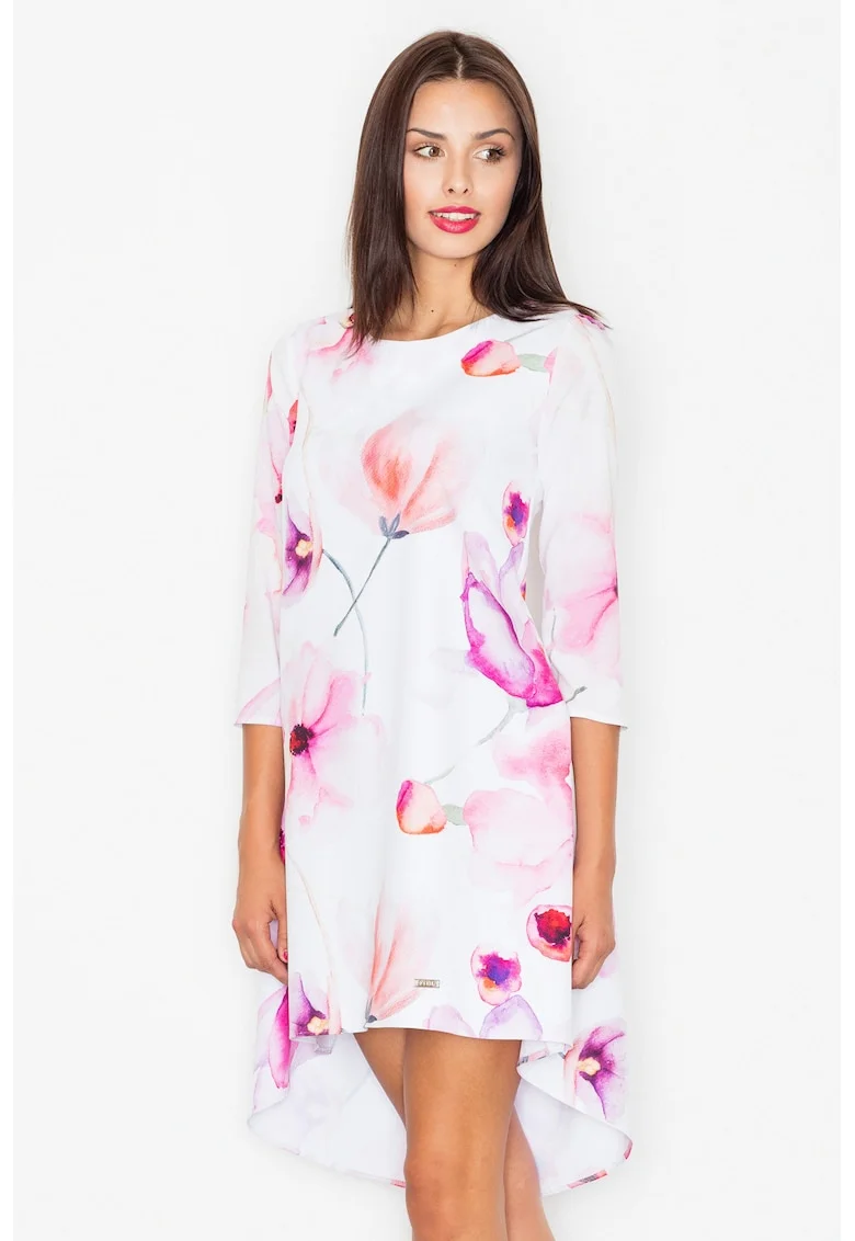 Rochie,  asimetrica, Poliester, florala, multicolor