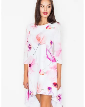 Rochie,  asimetrica, Poliester, florala, multicolor