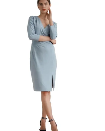 Rochie de zi 5902194382038,  Viscoza/Poliester, Maneci 3/4, Albastru,