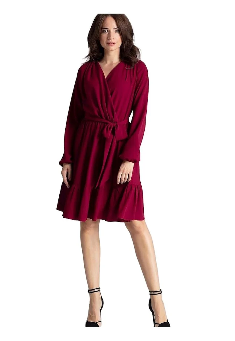 Rochie de cocktail,  Poliester, Rosu