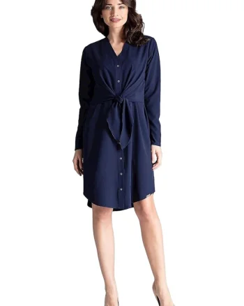 Rochie,  Poliester/Elastan, Bleumarin, De zi,