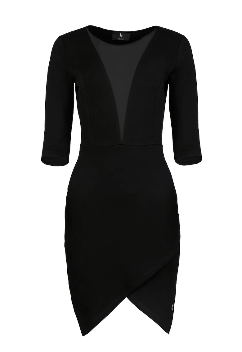 Rochie mulata  L012, asimetrica, neagra, bumbac 95%,