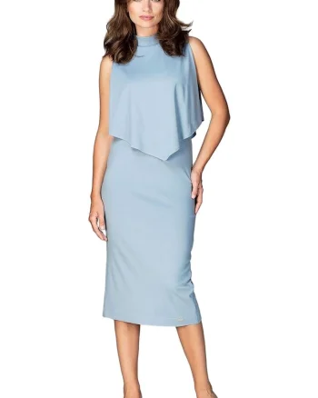Rochie de cocktail,  Viscoza/Poliester, Albastru