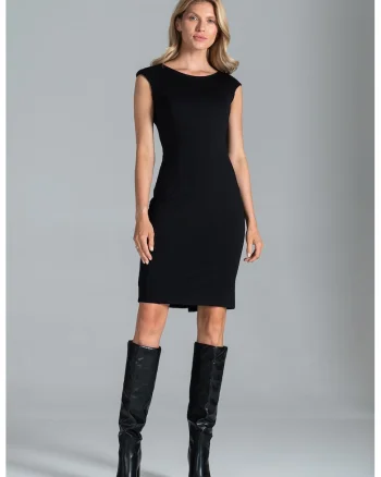 Rochie creion  M834, neagra, fara maneci, viscoza