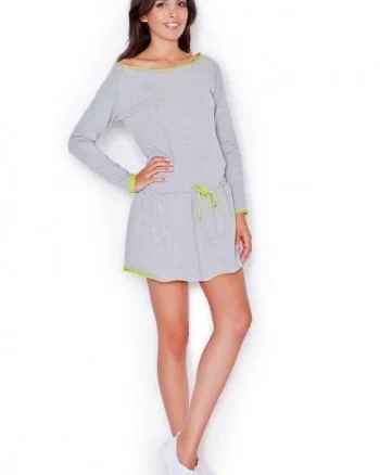 Rochie de zi  gri, casual, bumbac, poliester