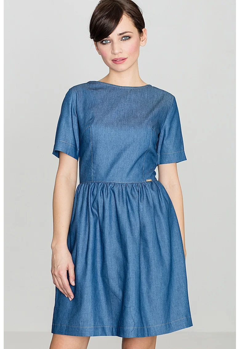 Rochie  K164, albastru, bumbac