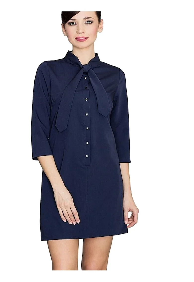 Rochie de zi,  Poliester/Viscoza, Bleumarin
