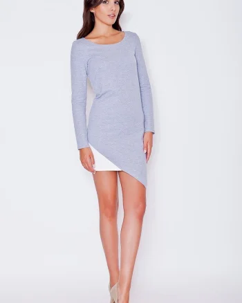 Rochie de zi  gri, casual, bumbac-elastan
