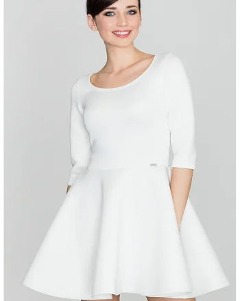 Rochie  K227, ecru, poliester,