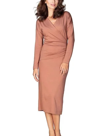 Rochie de zi,  Viscoza/Poliester, Maro