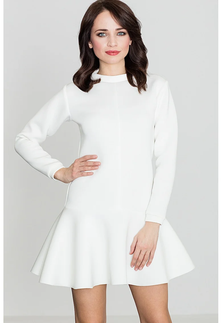 Rochie  K247, ecru, din material usor, poliester