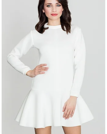 Rochie  K247, ecru, din material usor, poliester