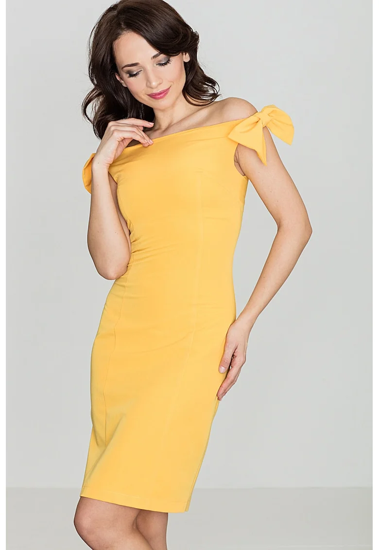 Rochie  K028, galben, poliester