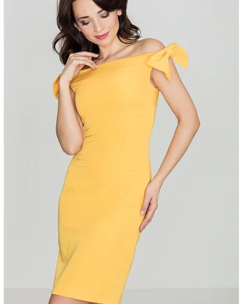 Rochie  K028, galben, poliester